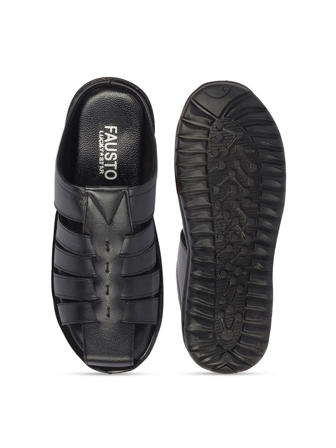FAUSTO Men Textured Leather Comfort Sandals thumbnail 2