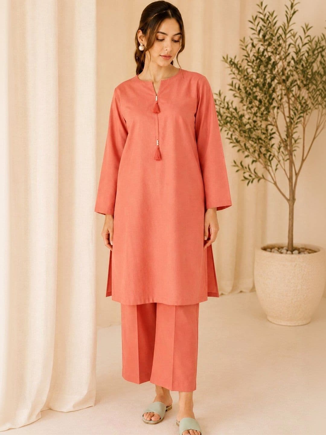 RAJAM Women Regular Kurta with Trousers thumbnail 2