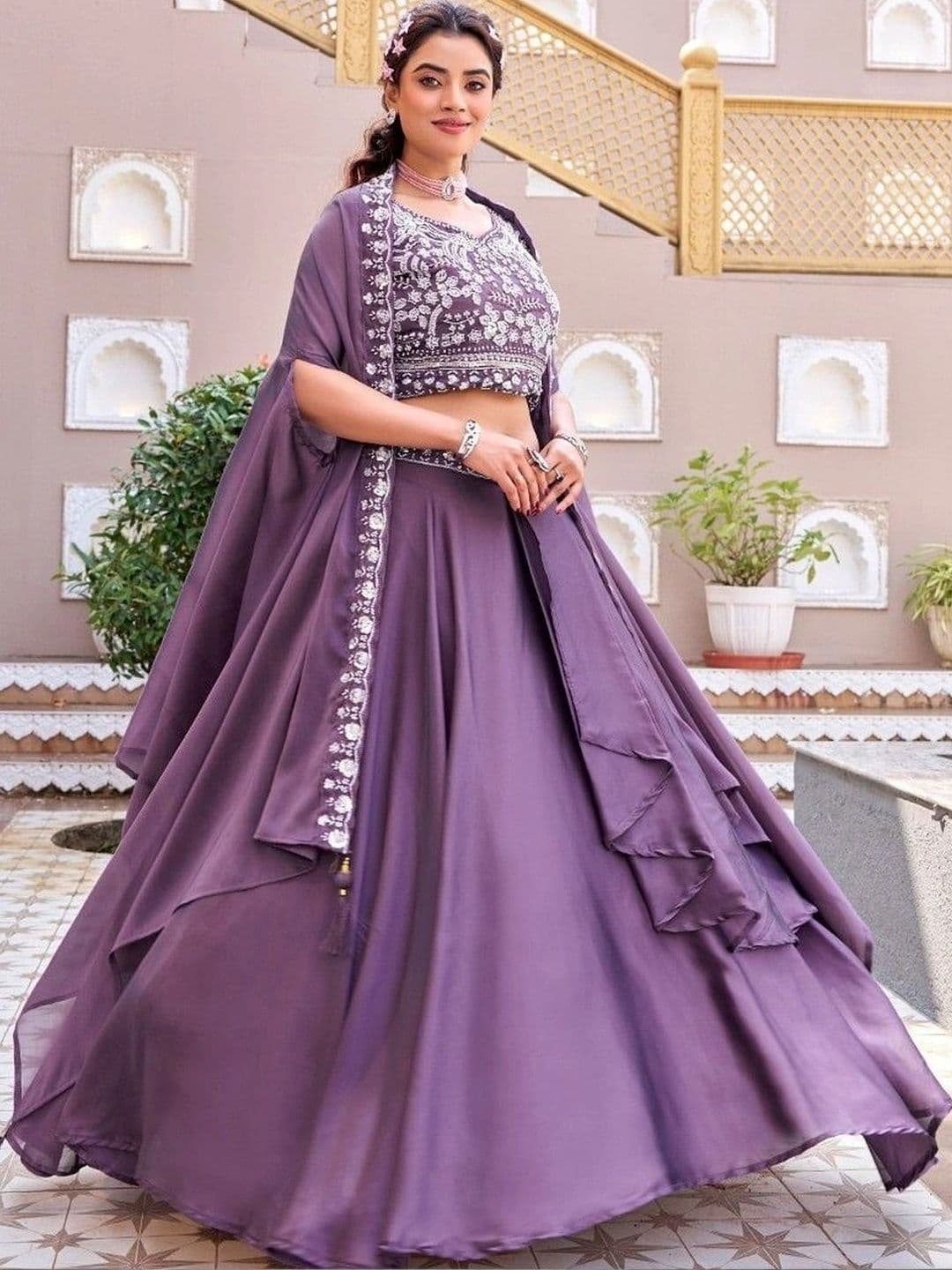 Shree Ram Creation Embellished Sequinned Ready to Wear Lehenga & Blouse With Dupatta - view 1