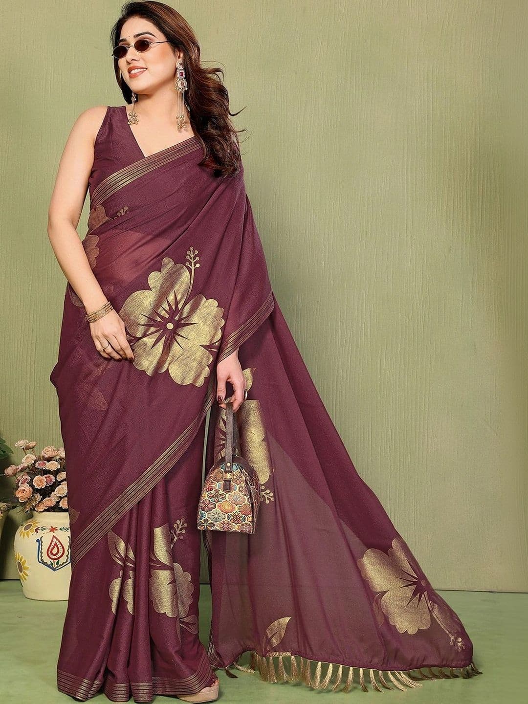 Urban Pallu Floral Pure Georgette Designer Saree - view 1