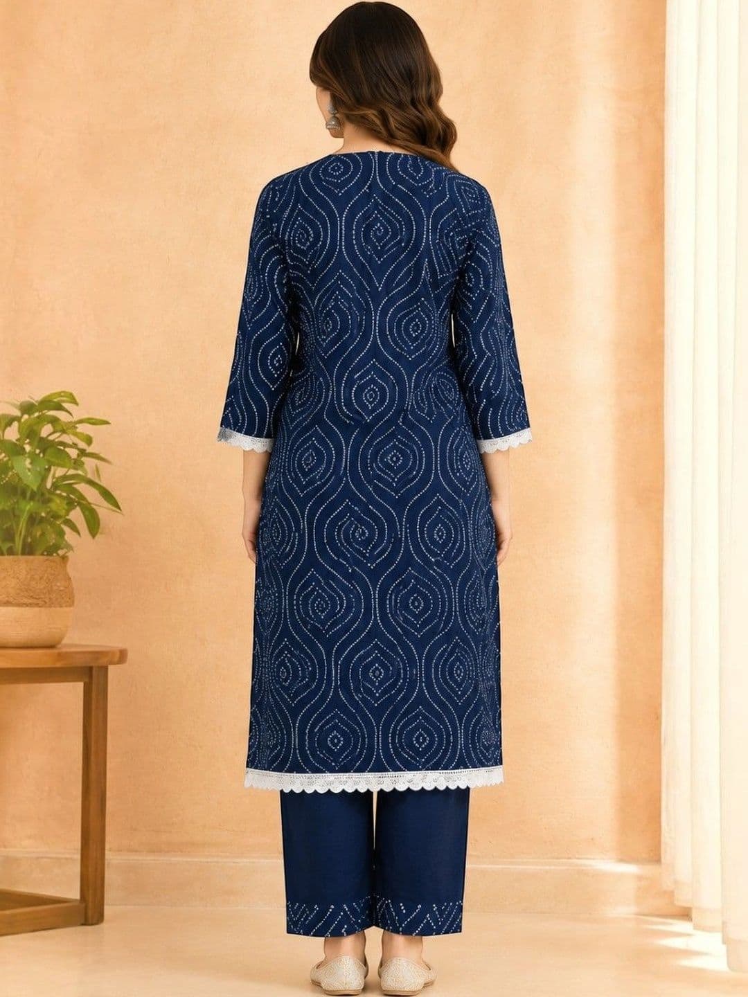 EELIKA Women Ethnic Motifs Printed Regular Pure Cotton Kurta with Trousers thumbnail 3