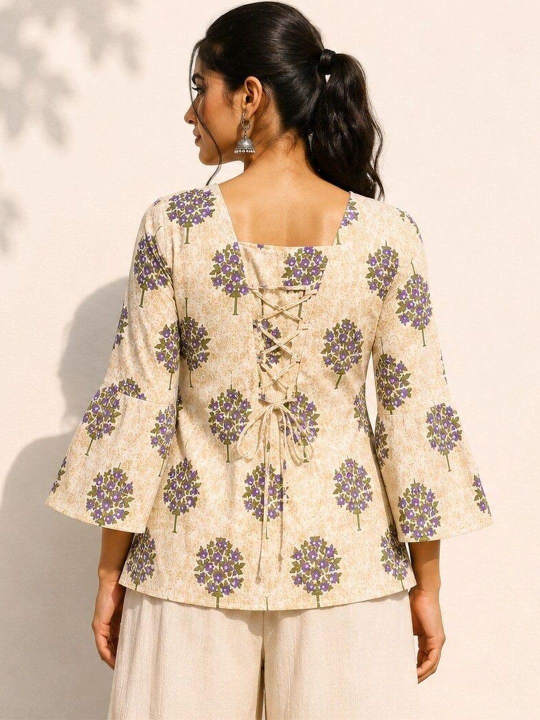 Purnova Women Floral Printed Flared Sleeves Indie Florals Kurta thumbnail 3
