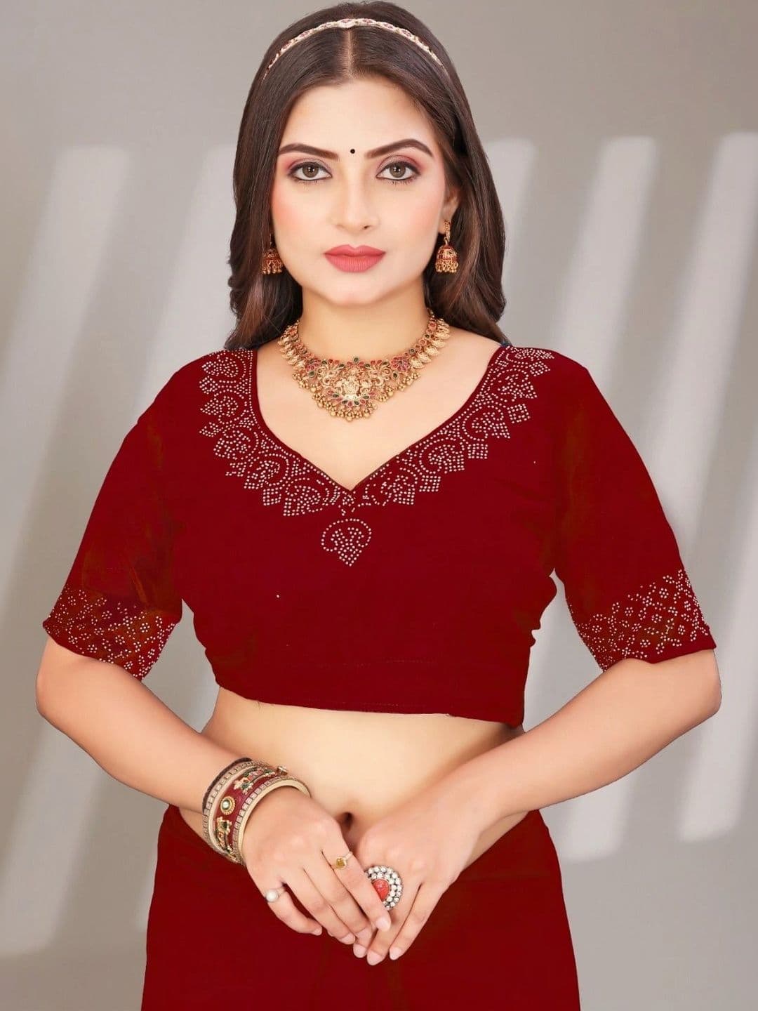 PRANU TRENDS Poly Chiffon Saree thumbnail 4