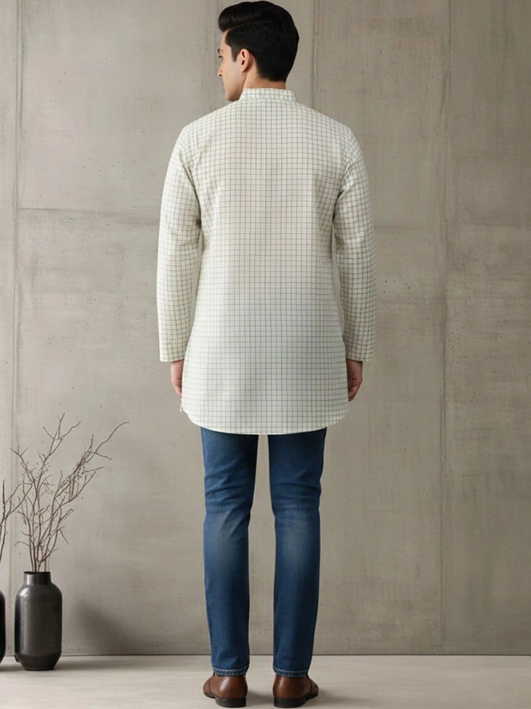 Anouk Men Checked Kurta thumbnail 6