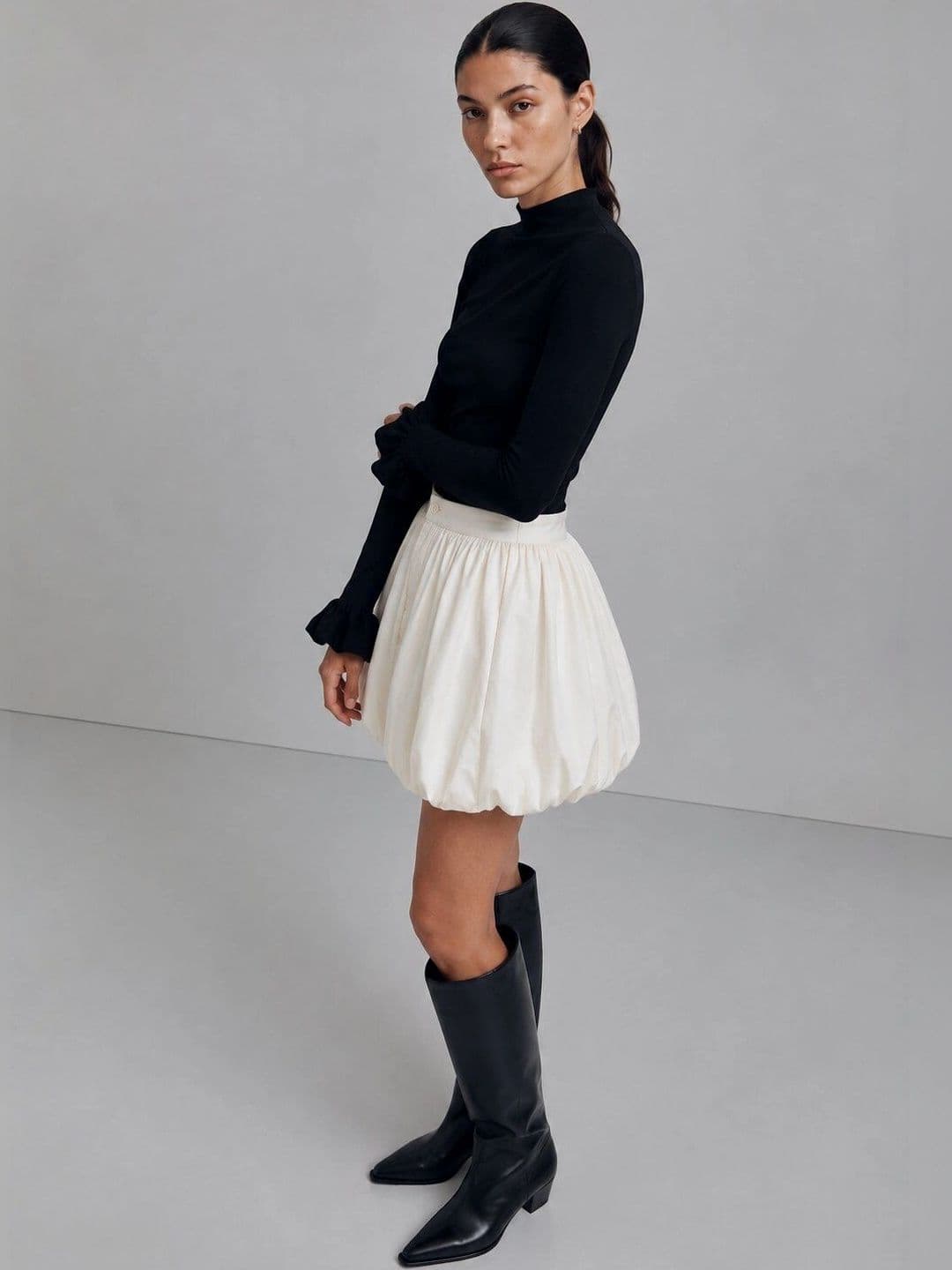 Moda Rapido Women Pure Cotton Mini Balloon Skirt thumbnail 5