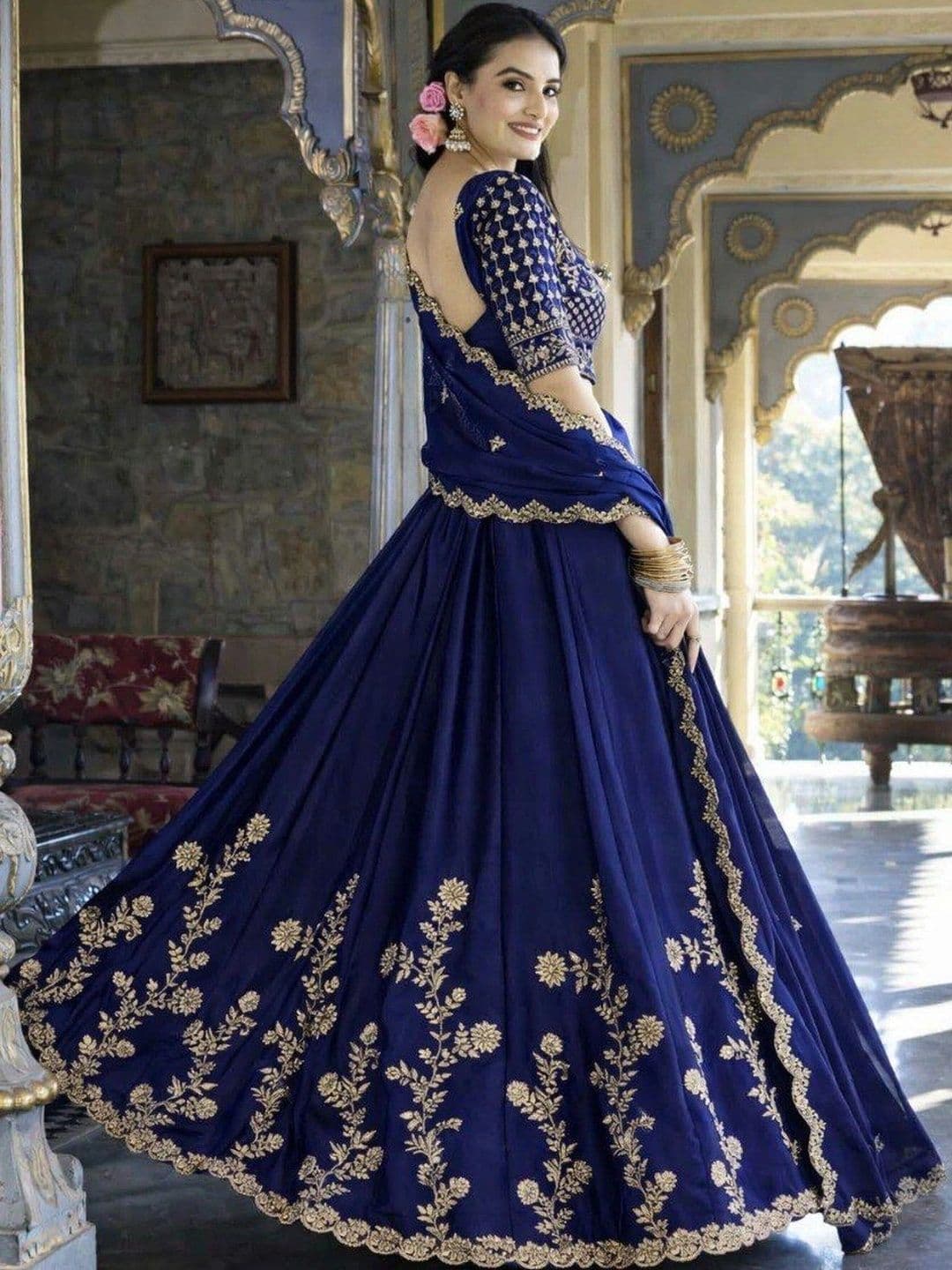RUNAYA NX Embroidered Ready to Wear Lehenga & Unstitched Blouse With Dupatta thumbnail 4
