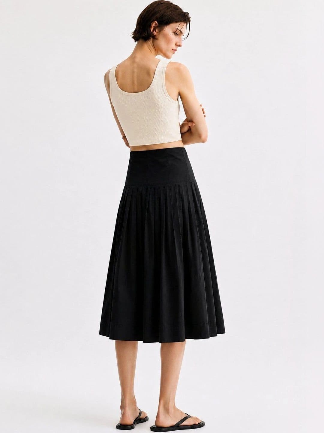 BAESD Women Pure Cotton Midi Flared Skirt thumbnail 4