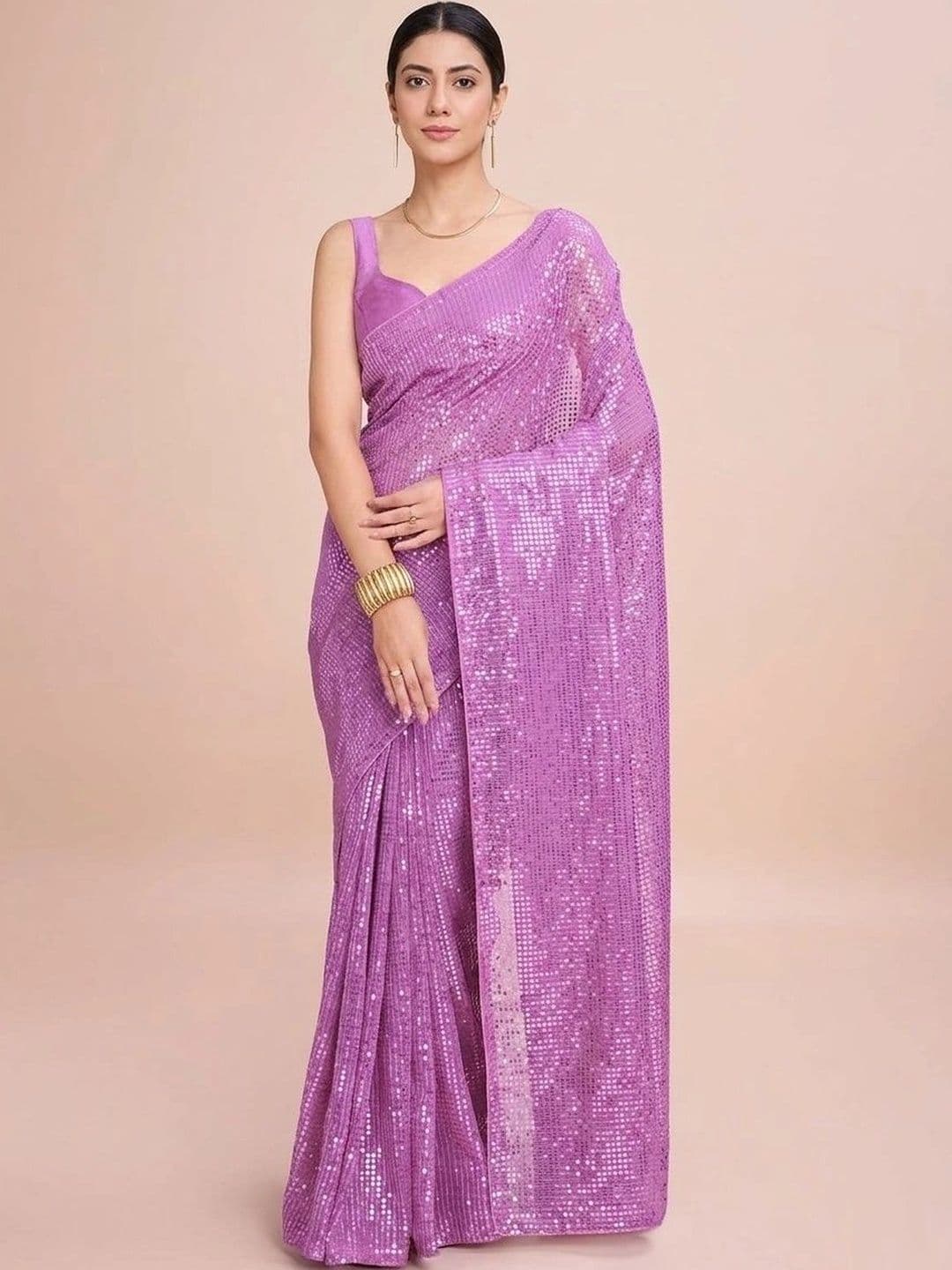 SZN Sequinned Poly Georgette Designer Saree - view 1