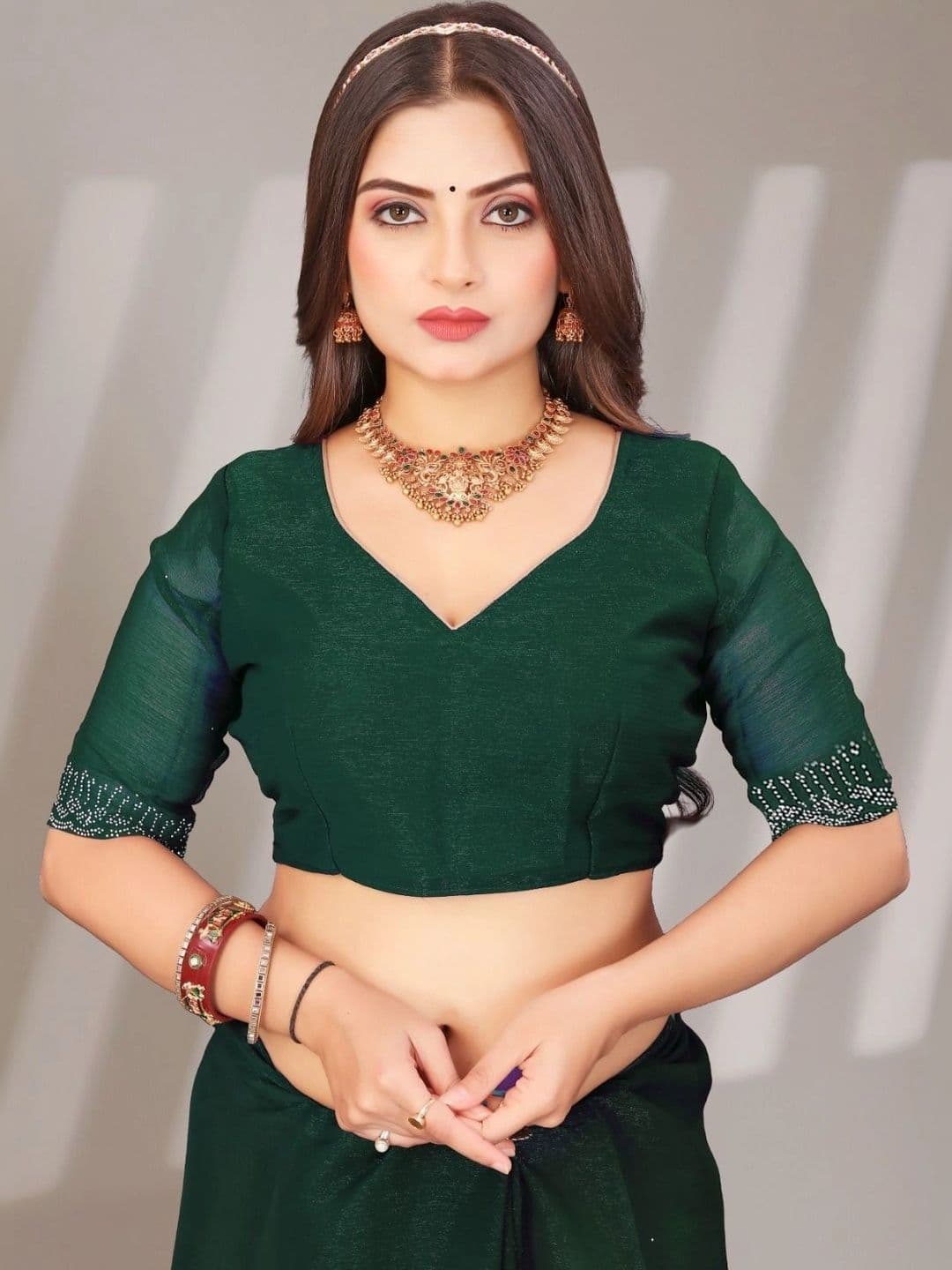 PRANU TRENDS Poly Chiffon Saree thumbnail 4