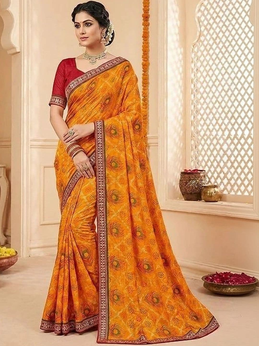 PRANU TRENDS Poly Georgette Saree - view 1