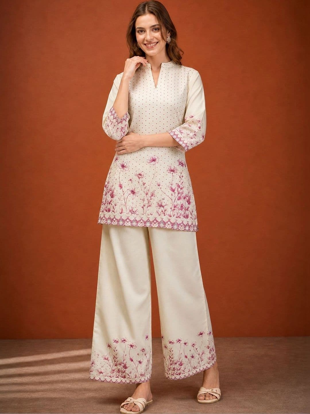 SAINOOR Women Floral Printed Regular Kurta with Palazzos - view 1