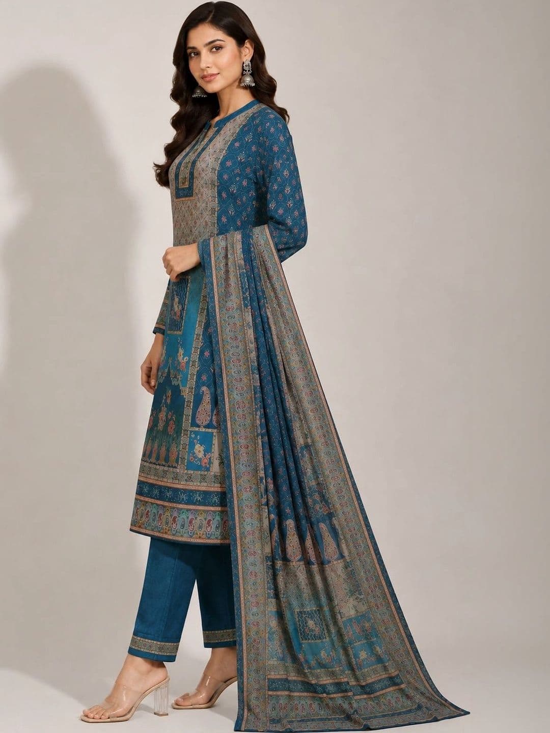 Wool's Kart Women Ethnic Motifs Printed Regular Kurta with Trousers & With Dupatta thumbnail 2