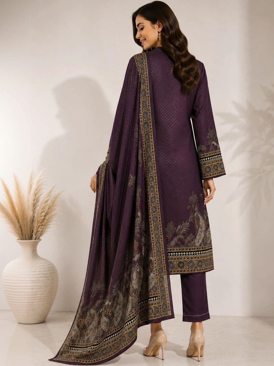 Wool's Kart Women Ethnic Motifs Printed Regular Kurta with Trousers & With Dupatta thumbnail 3