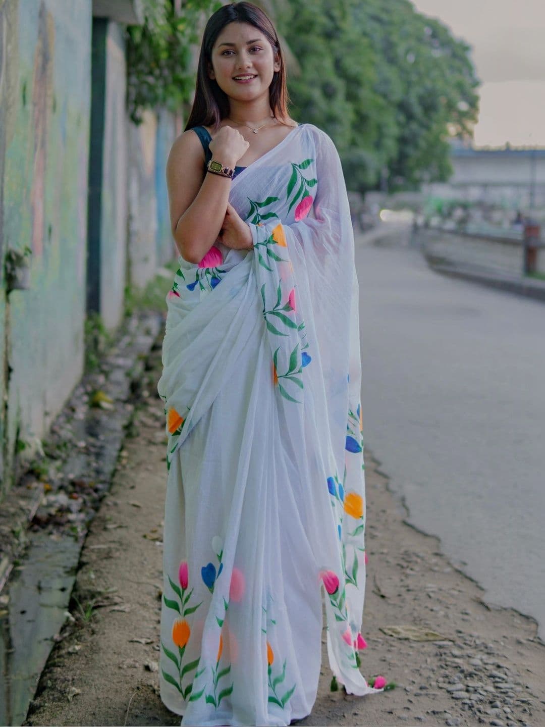 KALINI Floral Pure Cotton Saree - view 1