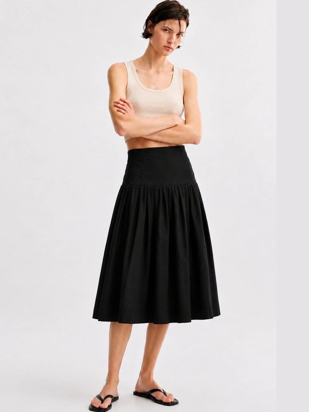 BAESD Women Pure Cotton Midi Flared Skirt thumbnail 3
