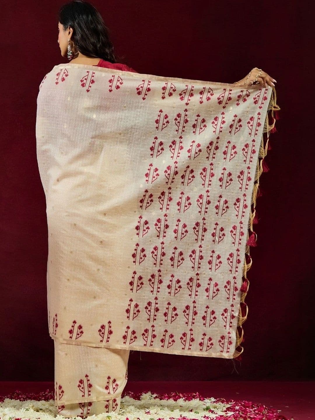 kasee Floral Zari Pure Cotton Designer Saree thumbnail 5