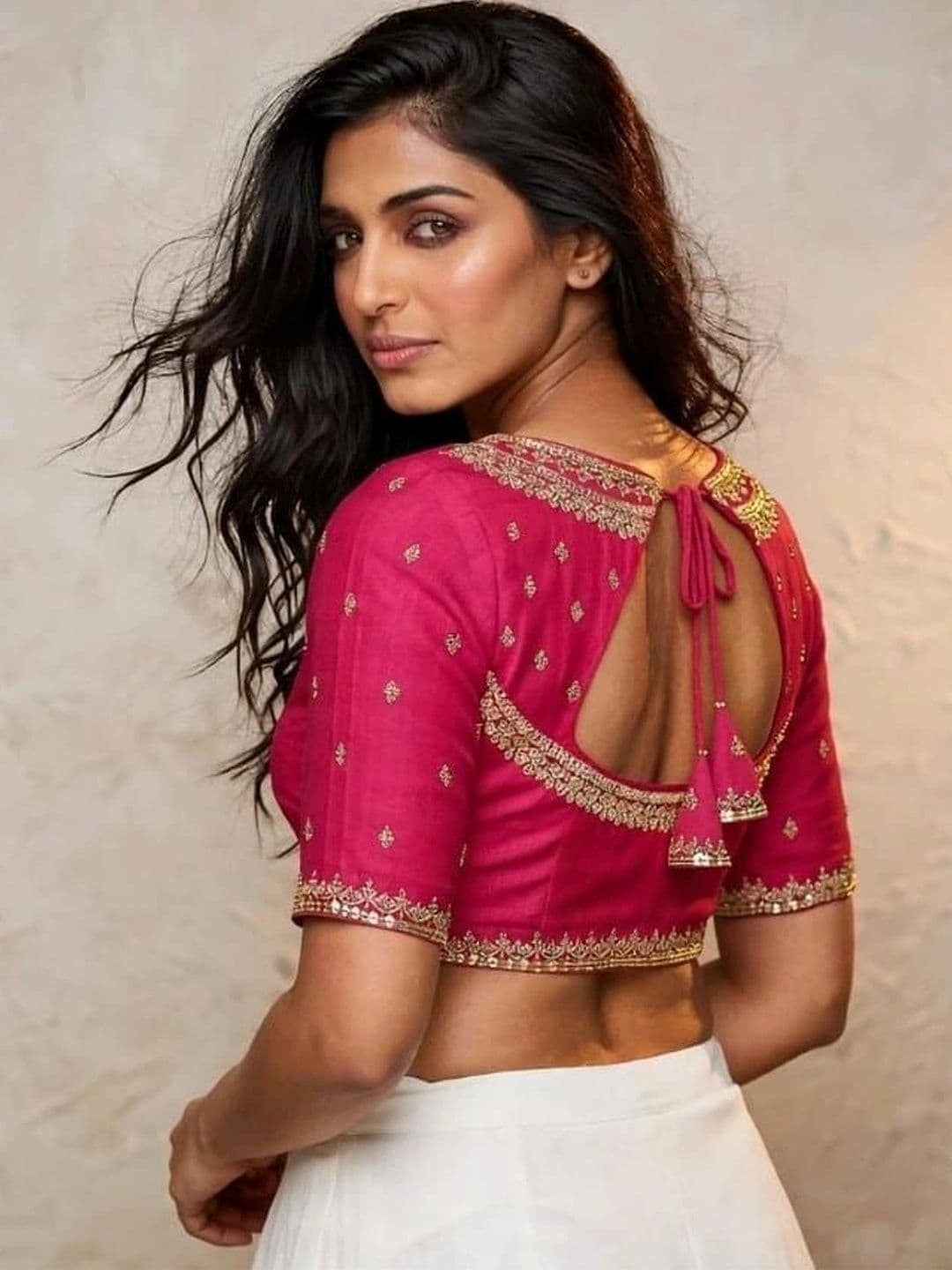 Binatex Cotton Embroidered Zari Saree Blouse - view 1