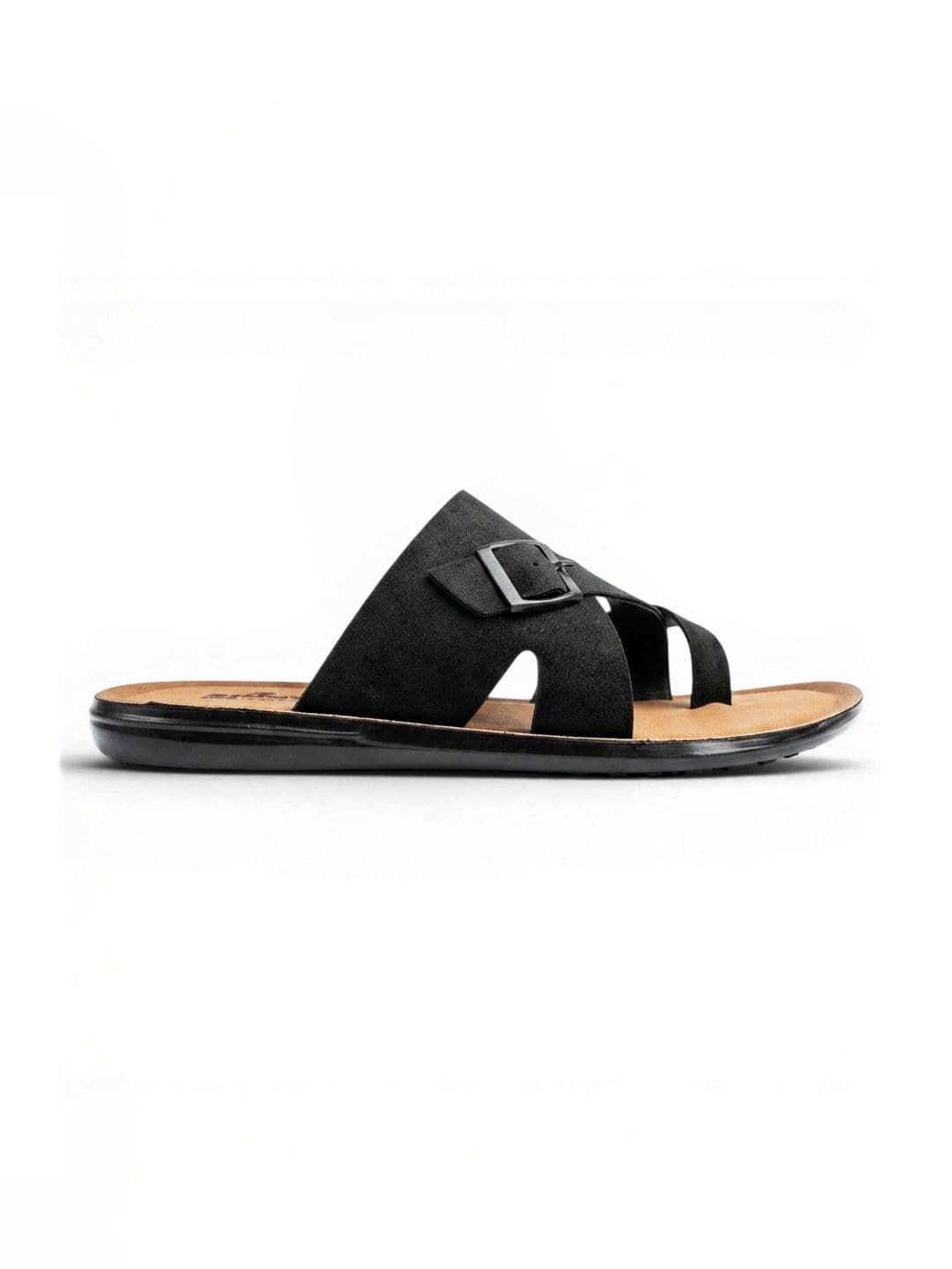 Binny Men Black Synthetic Comfort Toe-Ring Sandals With Buckle Strap thumbnail 4