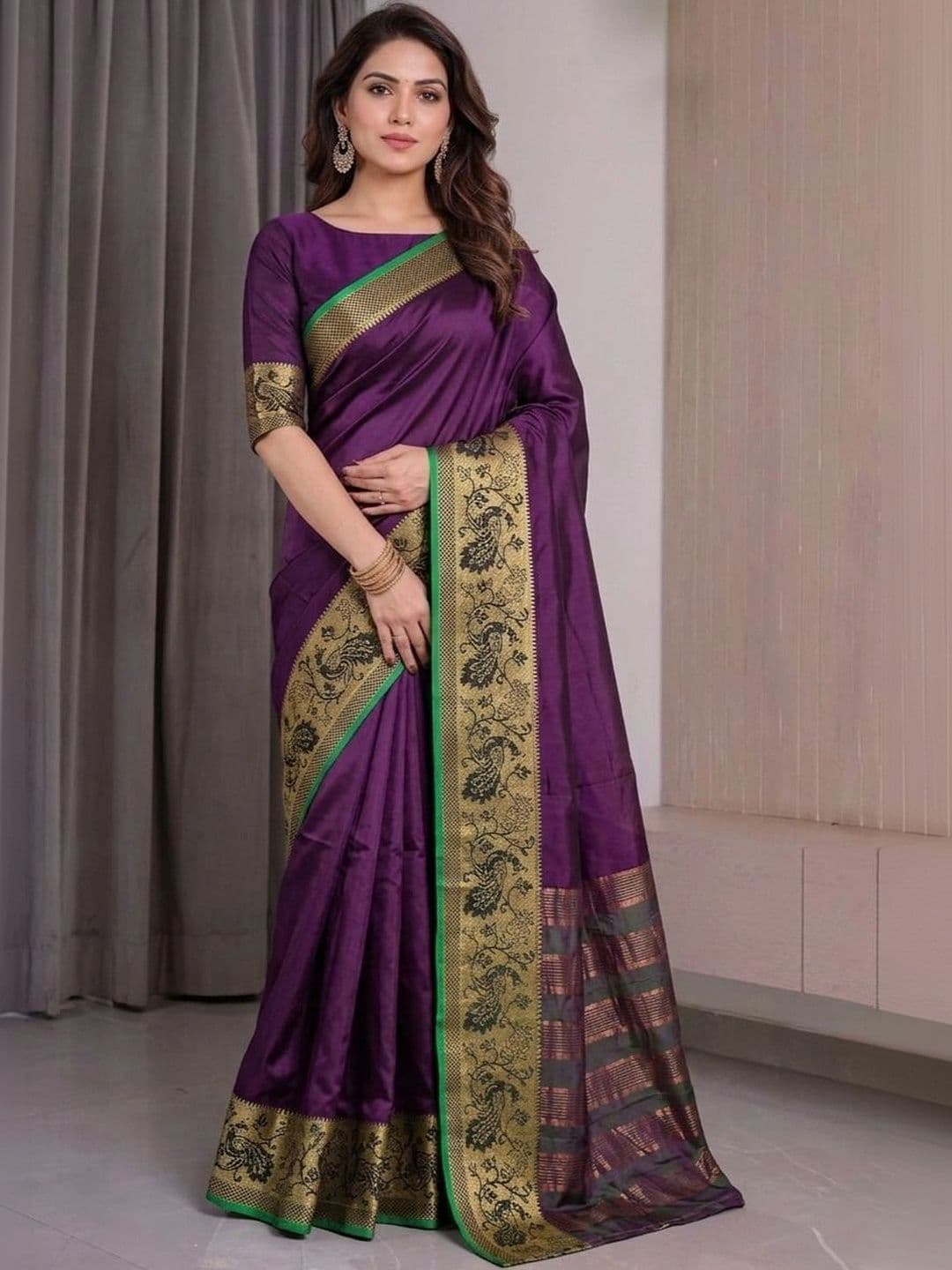 Owee Woven Design Zari Silk Cotton Designer Saree - view 1