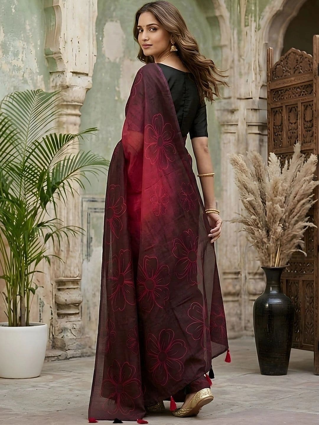 all about you Floral Silk Blend Saree thumbnail 2