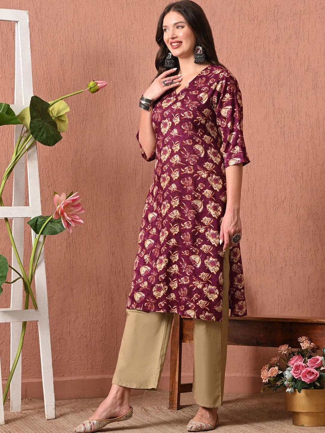 HERE&NOW Women Floral Printed Kurta thumbnail 4