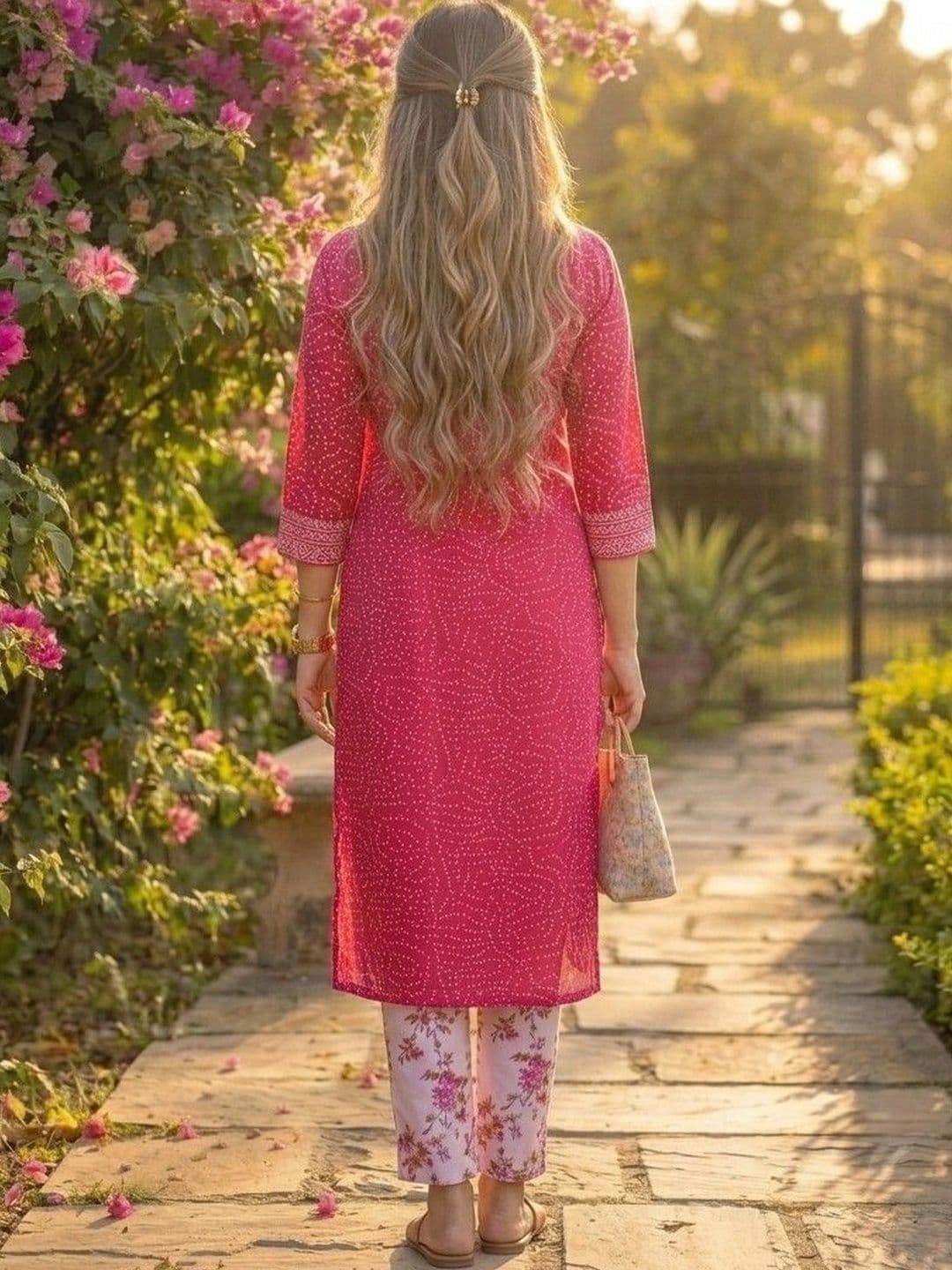 KALINI Women Ethnic Motifs Printed Regular Thread Work Pure Cotton Kurta with Trousers thumbnail 6