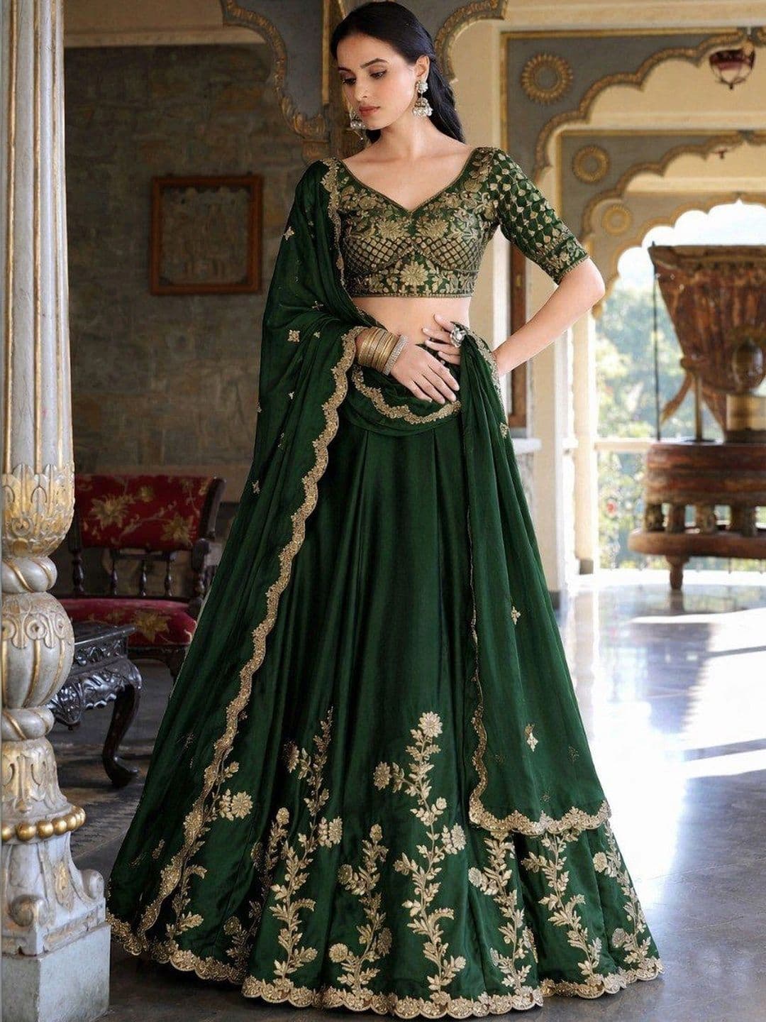 VASTRYN Embroidered Ready to Wear Lehenga & Unstitched Blouse With Dupatta - view 1