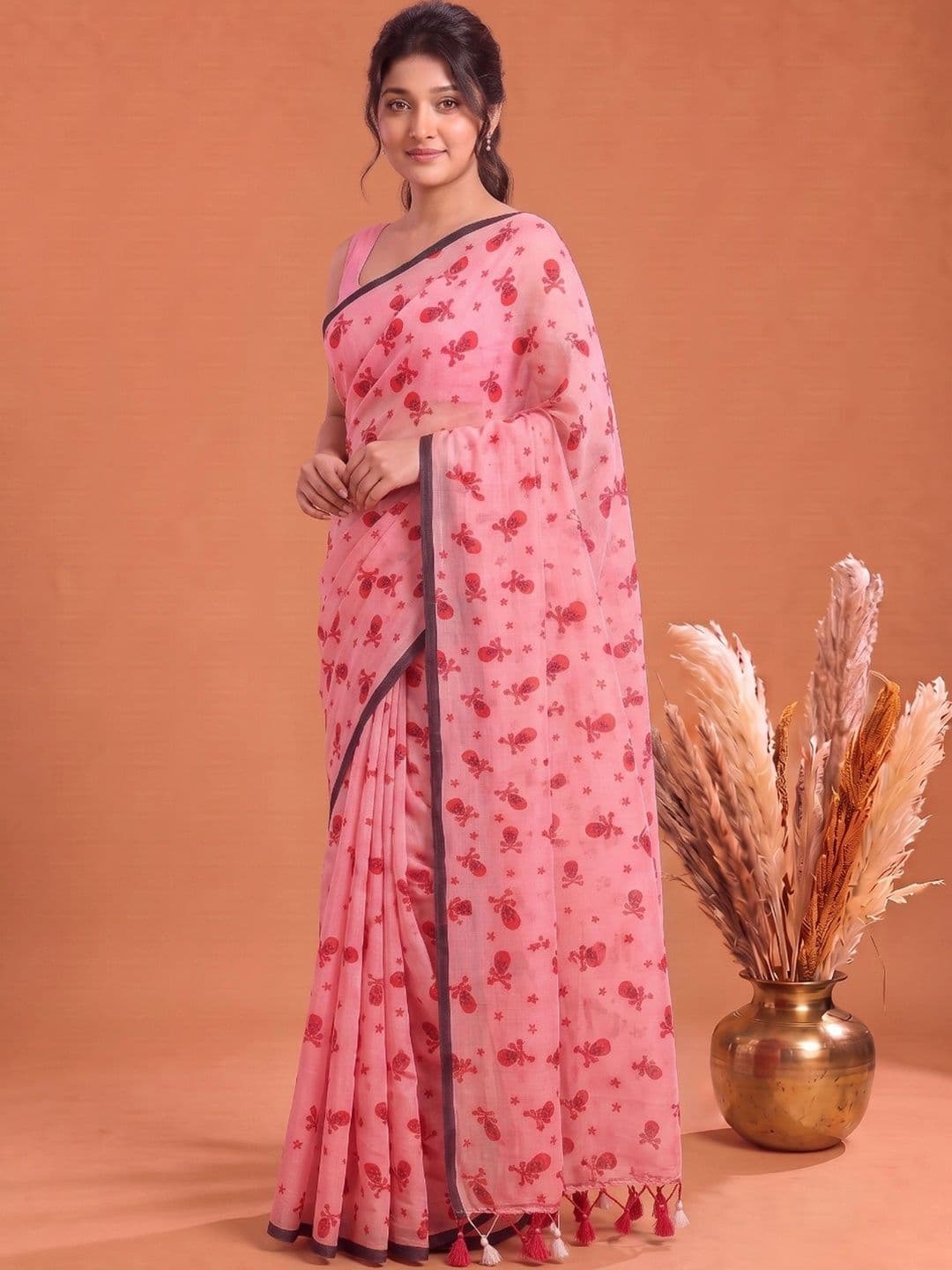 KALINI Floral Pure Cotton Saree thumbnail 4