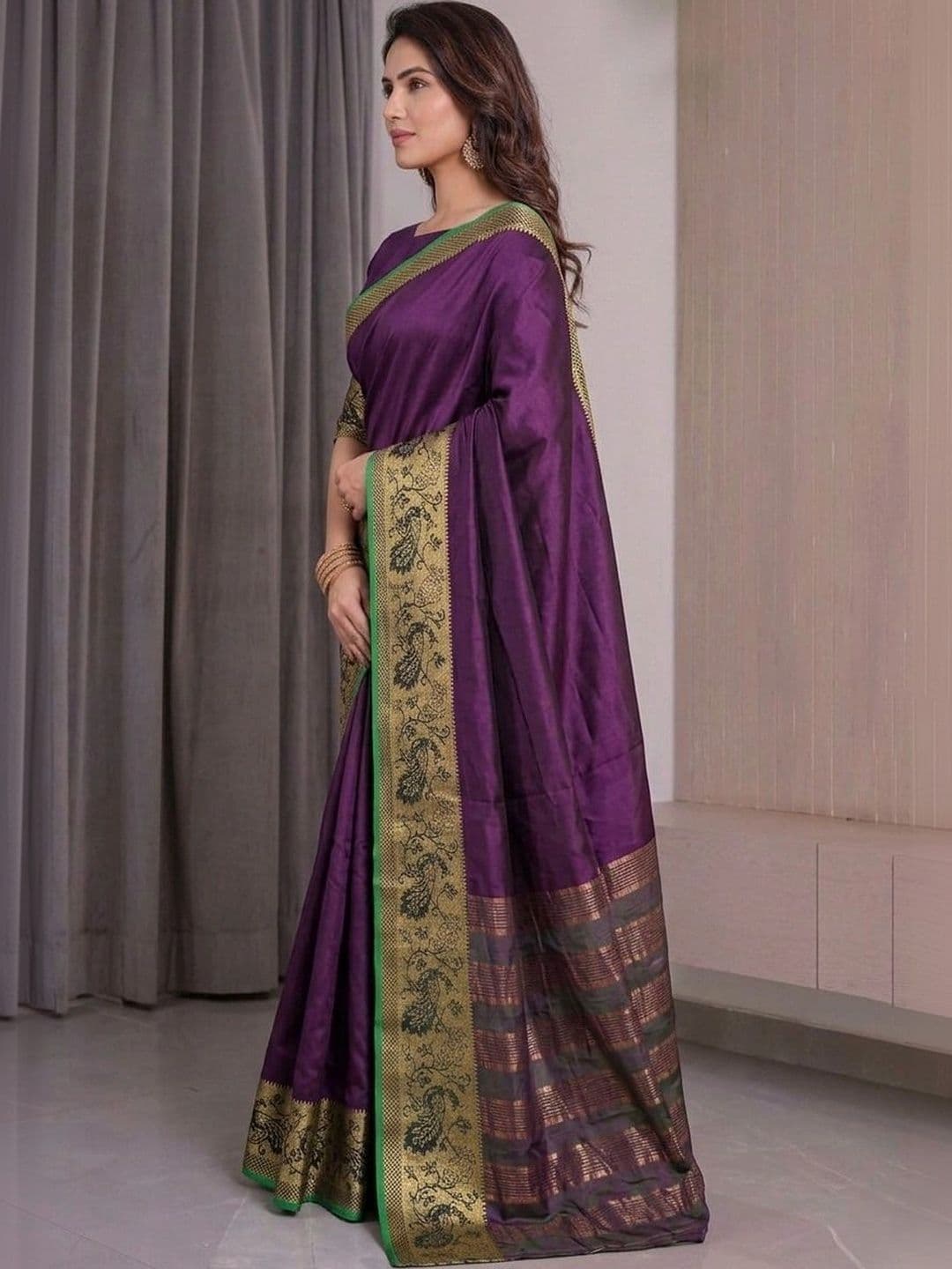 Owee Woven Design Zari Silk Cotton Designer Saree thumbnail 2