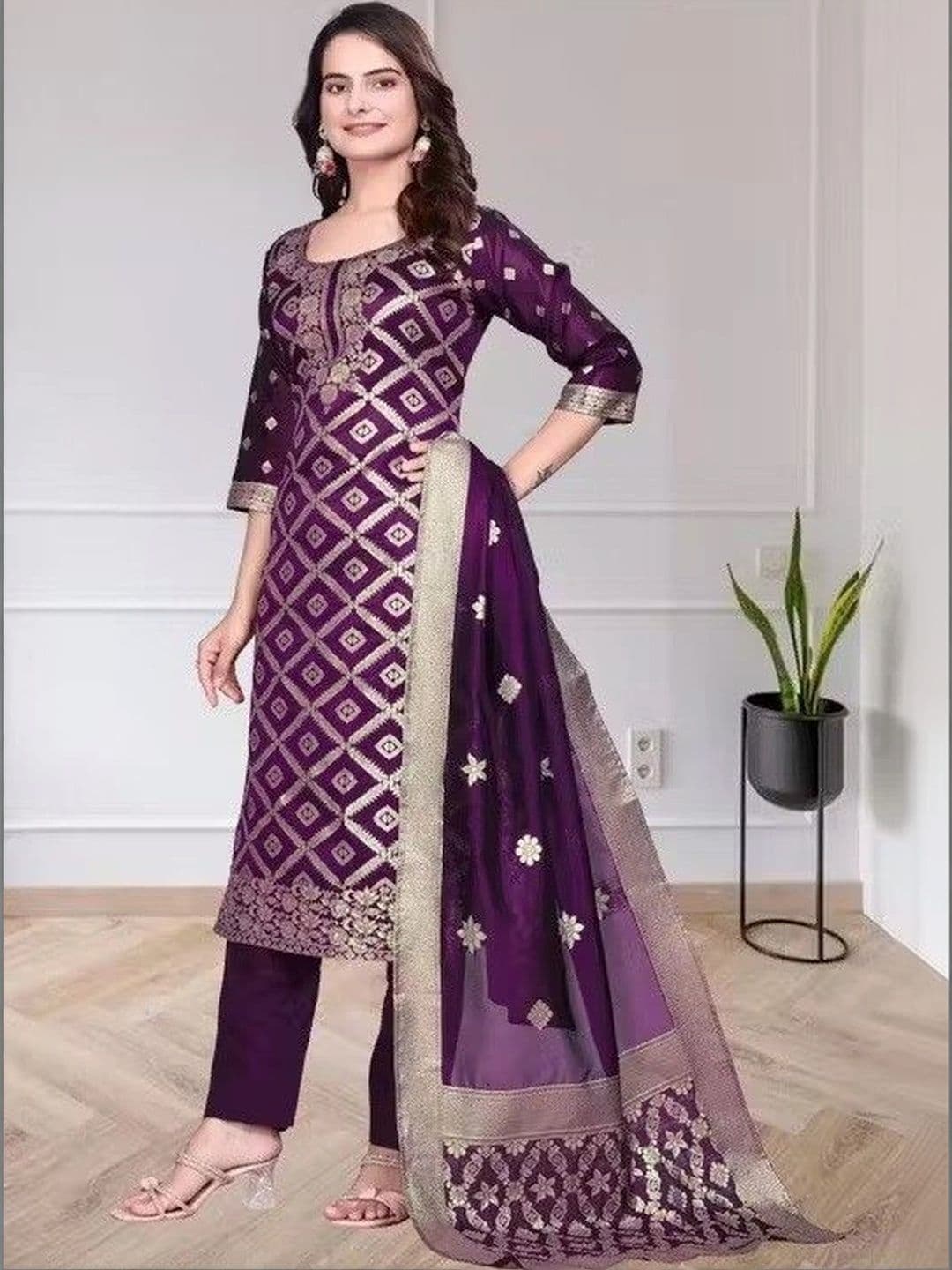 kantuba Art Silk Unstitched Dress Material thumbnail 4