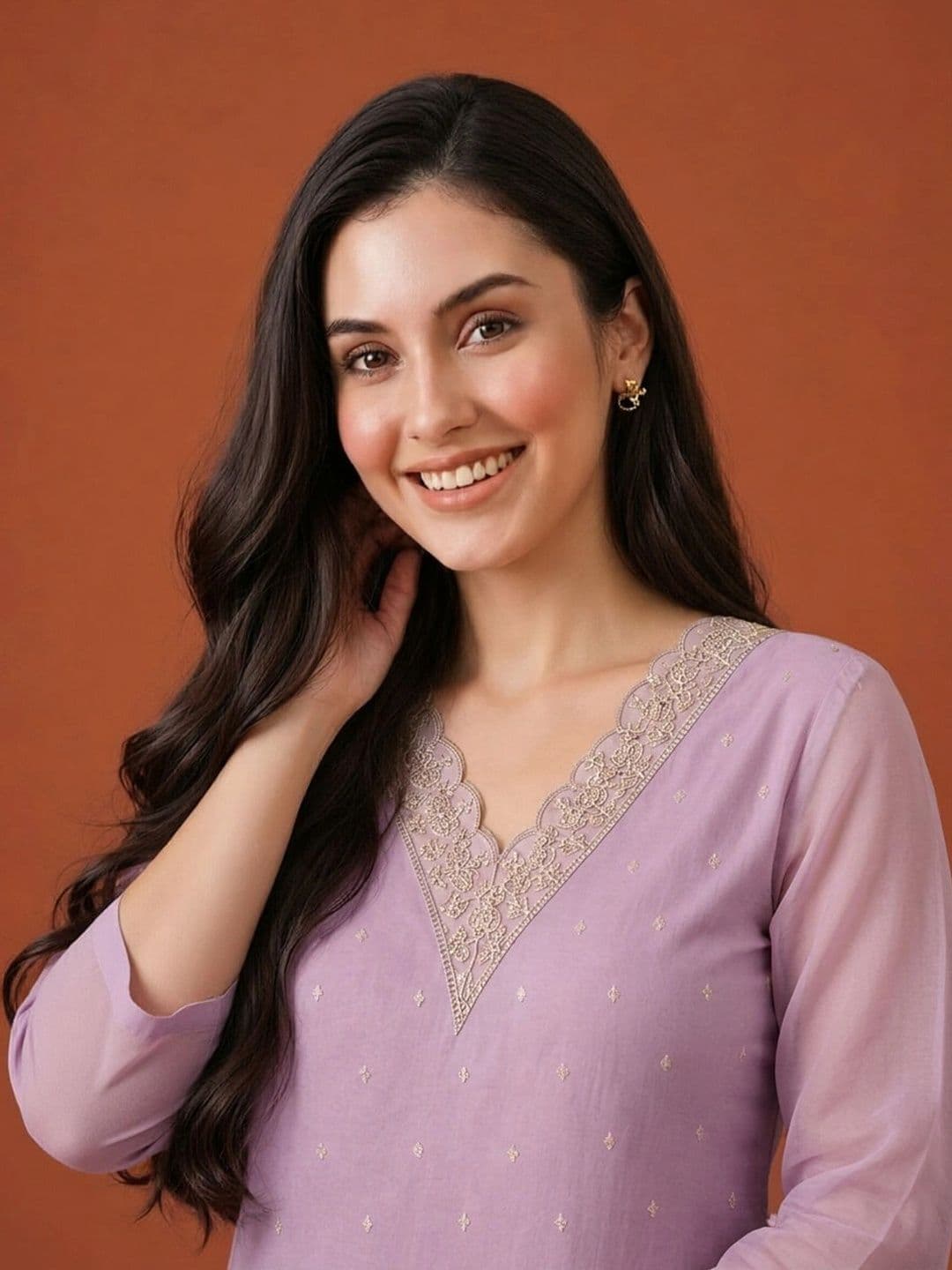 SAINOOR Women Ethnic Motifs Embroidered Regular Thread Work Kurta with Trousers & With Dupatta thumbnail 4
