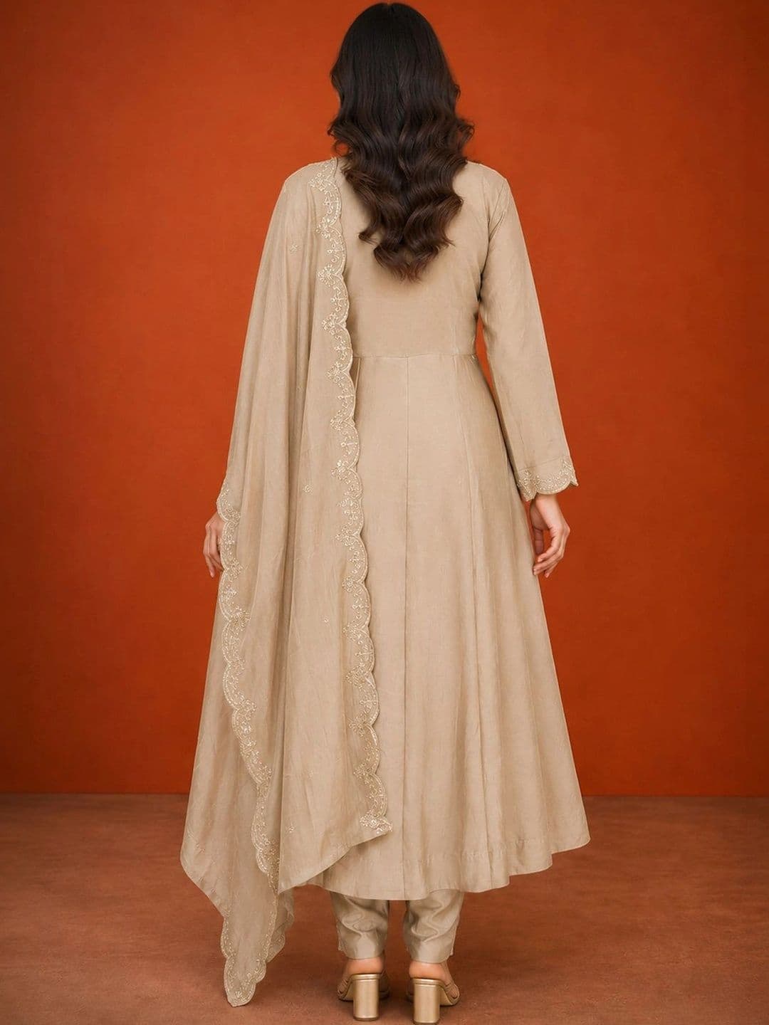 SAINOOR Women Ethnic Motifs Embroidered Empire Thread Work Kurta with Churidar & With Dupatta thumbnail 7