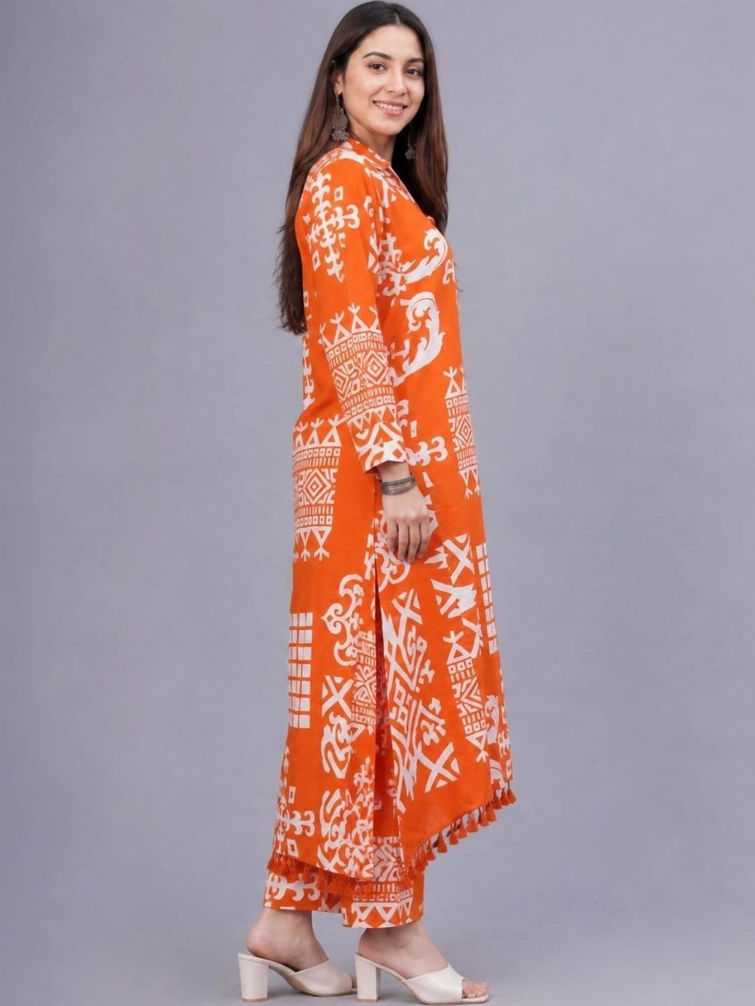 Amayra Women Ethnic Motifs Printed Regular Pure Cotton Kurta with Trousers thumbnail 5