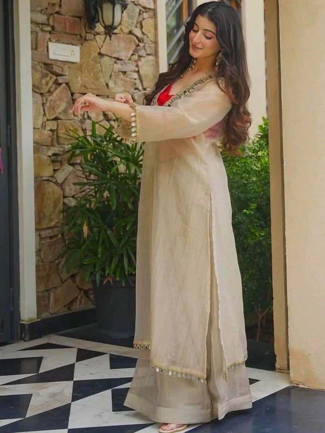 Moda Rapido Women Regular Mirror Work Kurta with Palazzos thumbnail 5