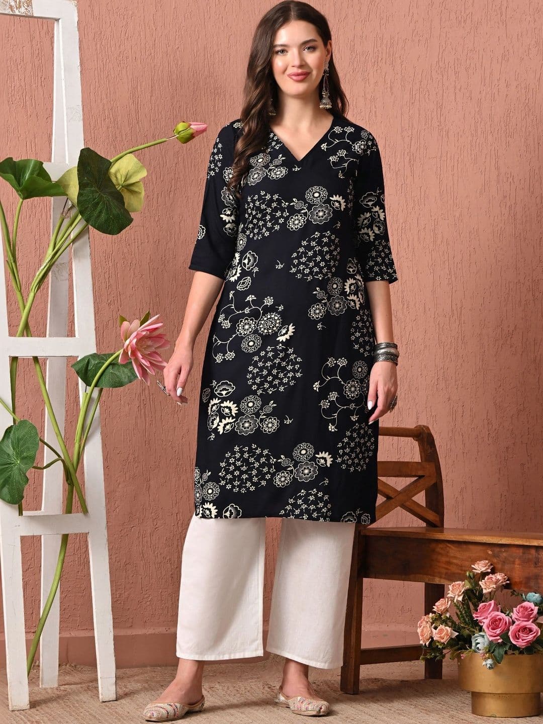 HERE&NOW Women Floral Printed Indie Florals Kurta - view 1