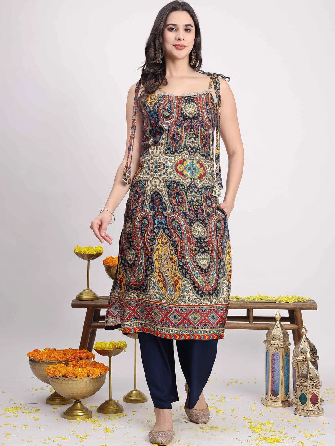 TextileNow Women Paisley Printed Regular Kurta with Trousers - view 1