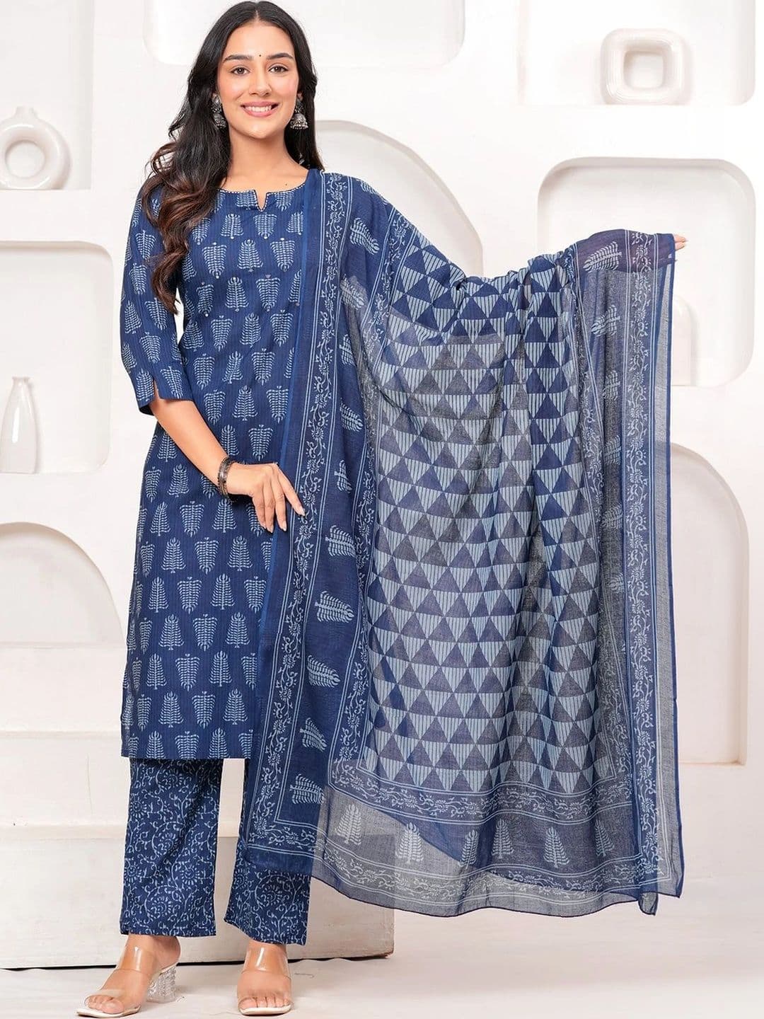 Anouk Women Ethnic Motifs Printed Regular Pure Cotton Kurta with Trousers & With Dupatta - view 1