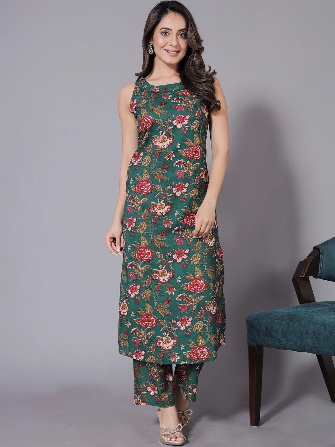 all about you Women Floral Printed Regular Kurta with Trousers - view 1