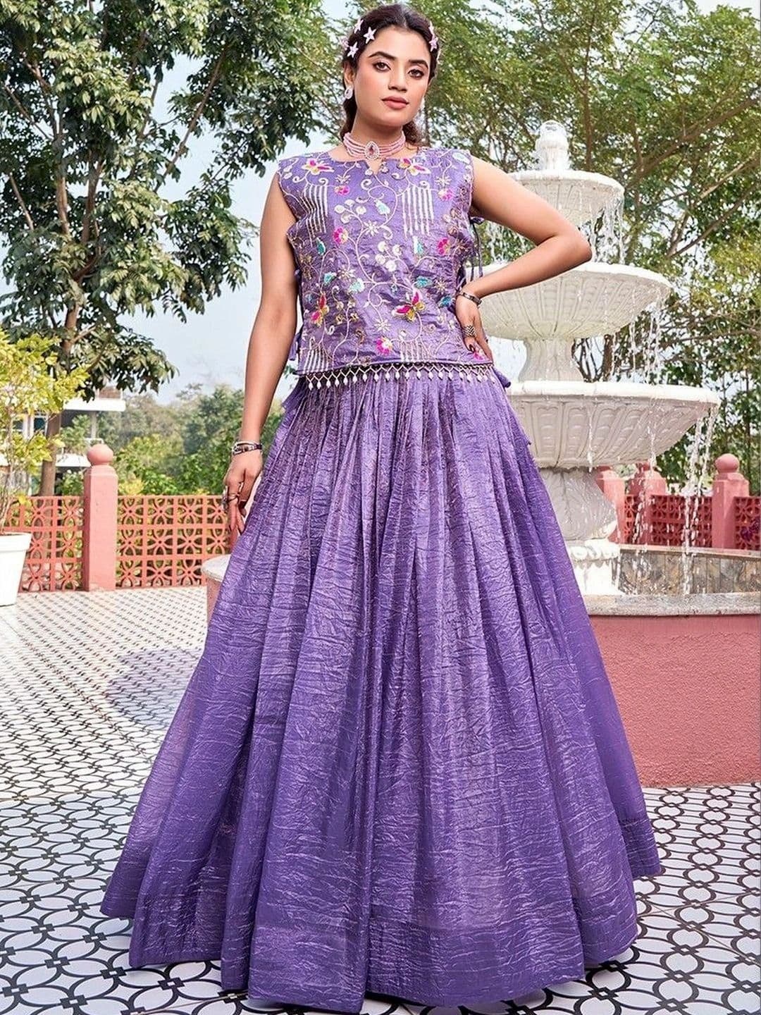Shree Ram Creation  Women Thread Work Ready to Wear Lehenga & Blouse With Dupatta - view 1