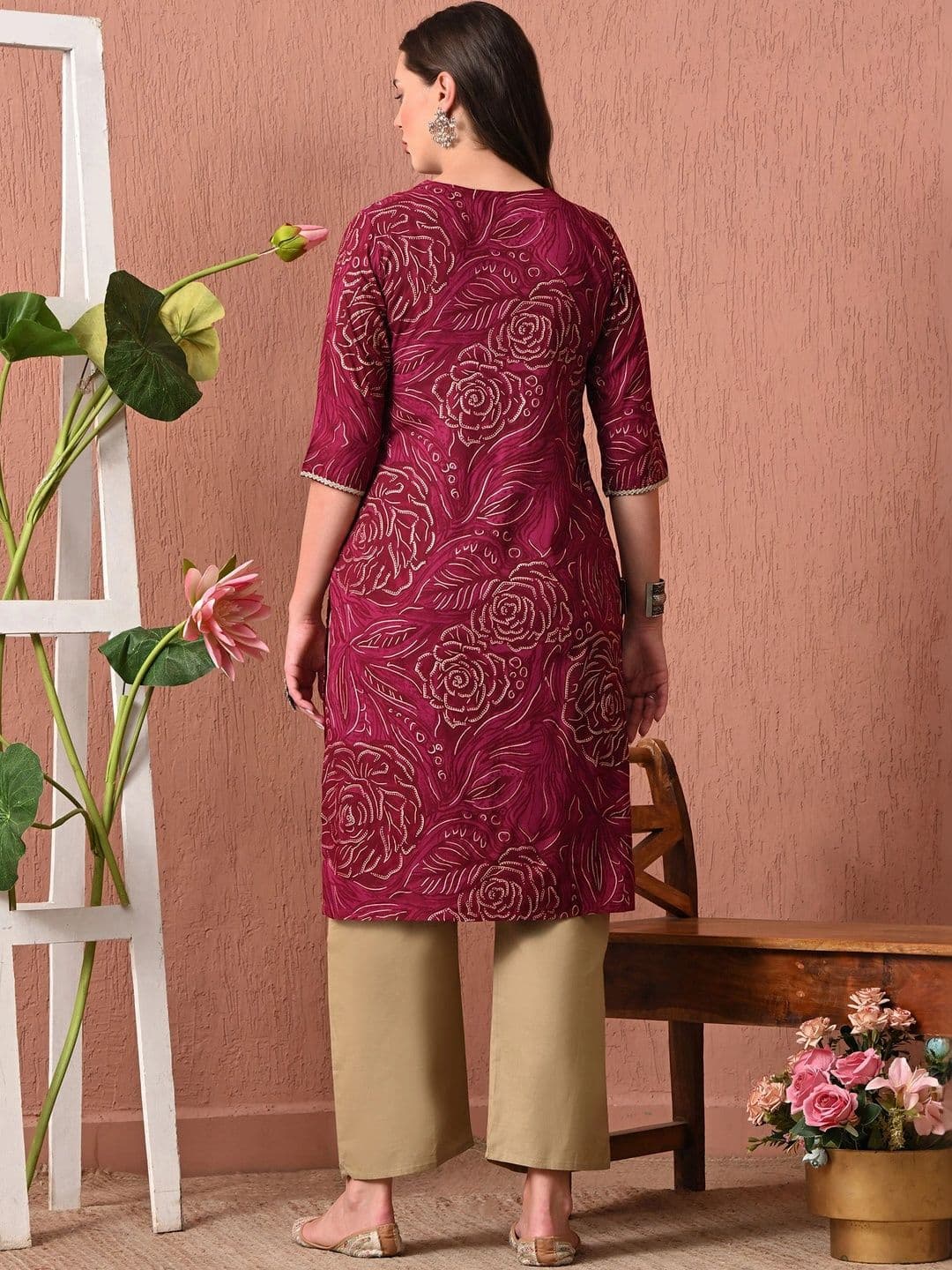 HERE&NOW Women Floral Printed Floral Kurta thumbnail 4