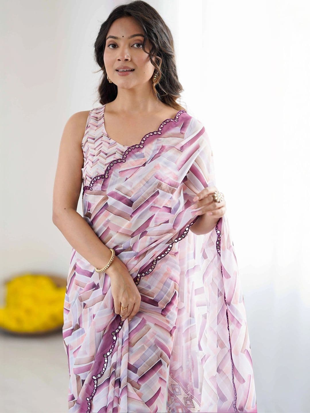Mitera Pure Georgette Designer Saree thumbnail 2