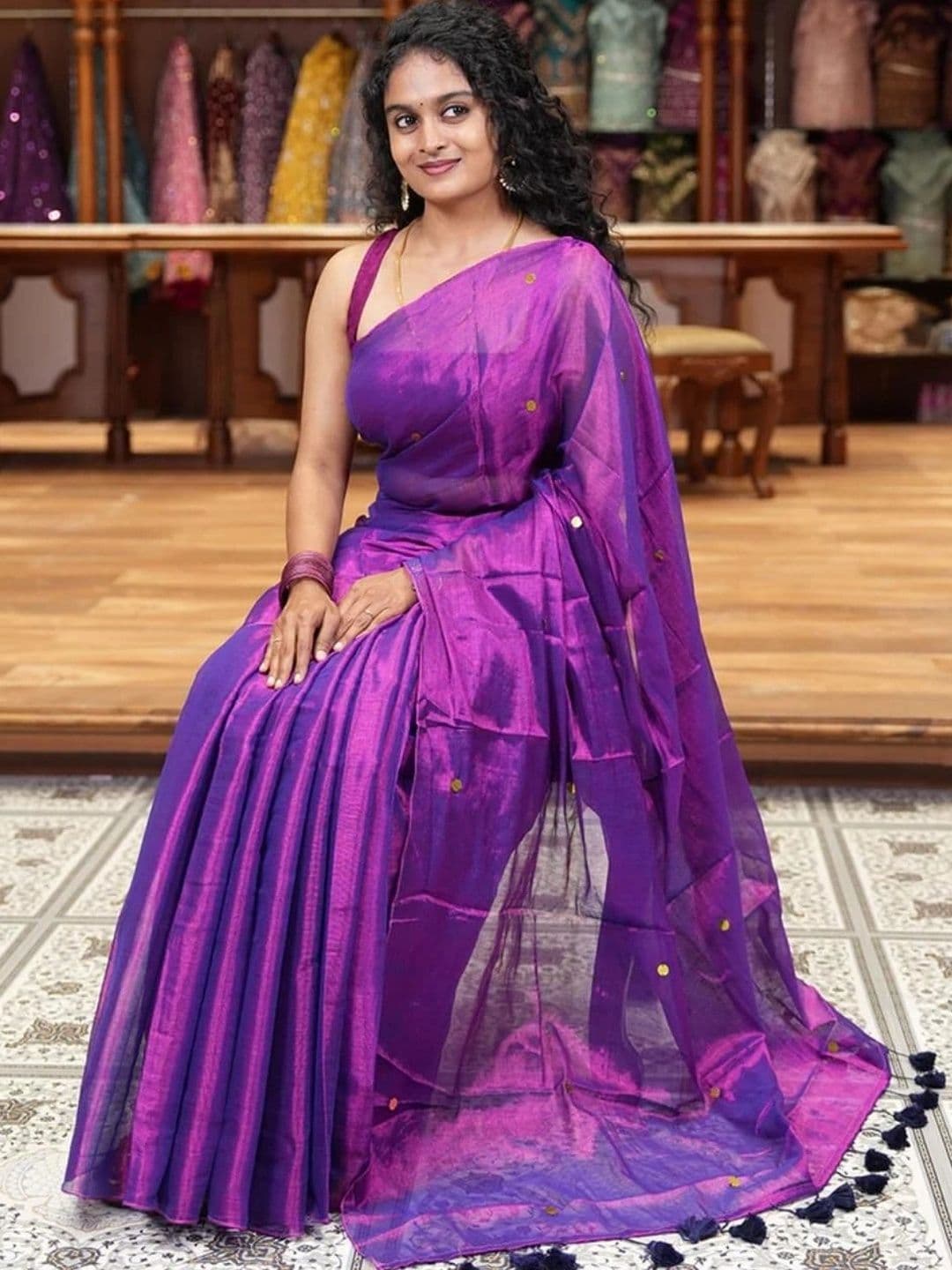 all about you Sequinned Tissue Chanderi Saree thumbnail 3