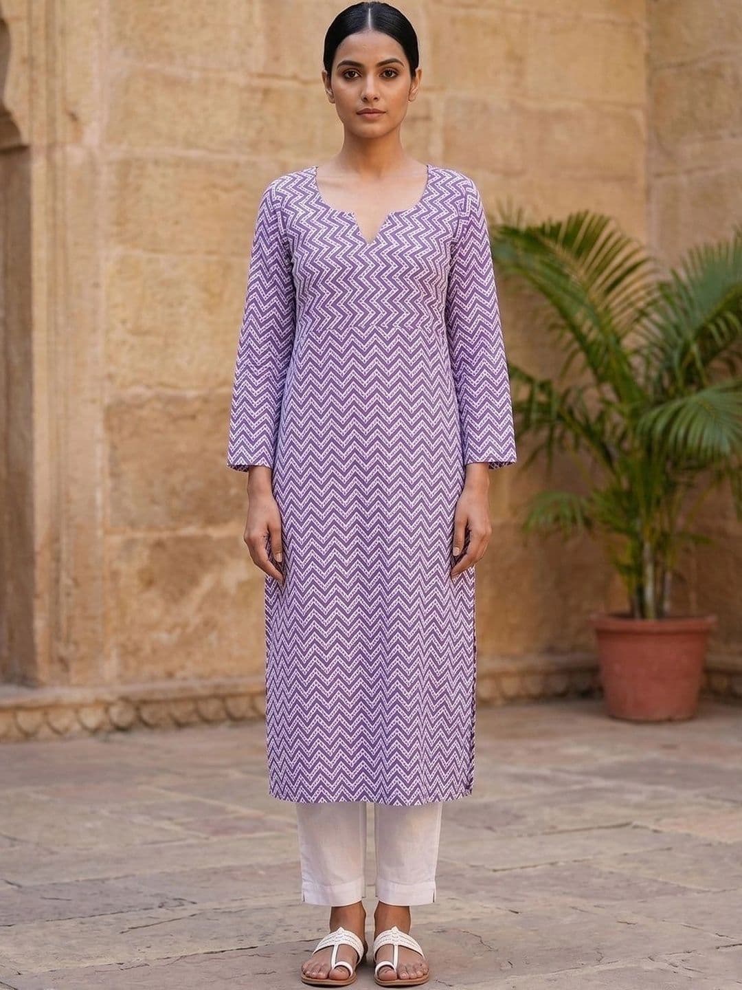 KALINI Women Geometric Printed Kurta - view 1