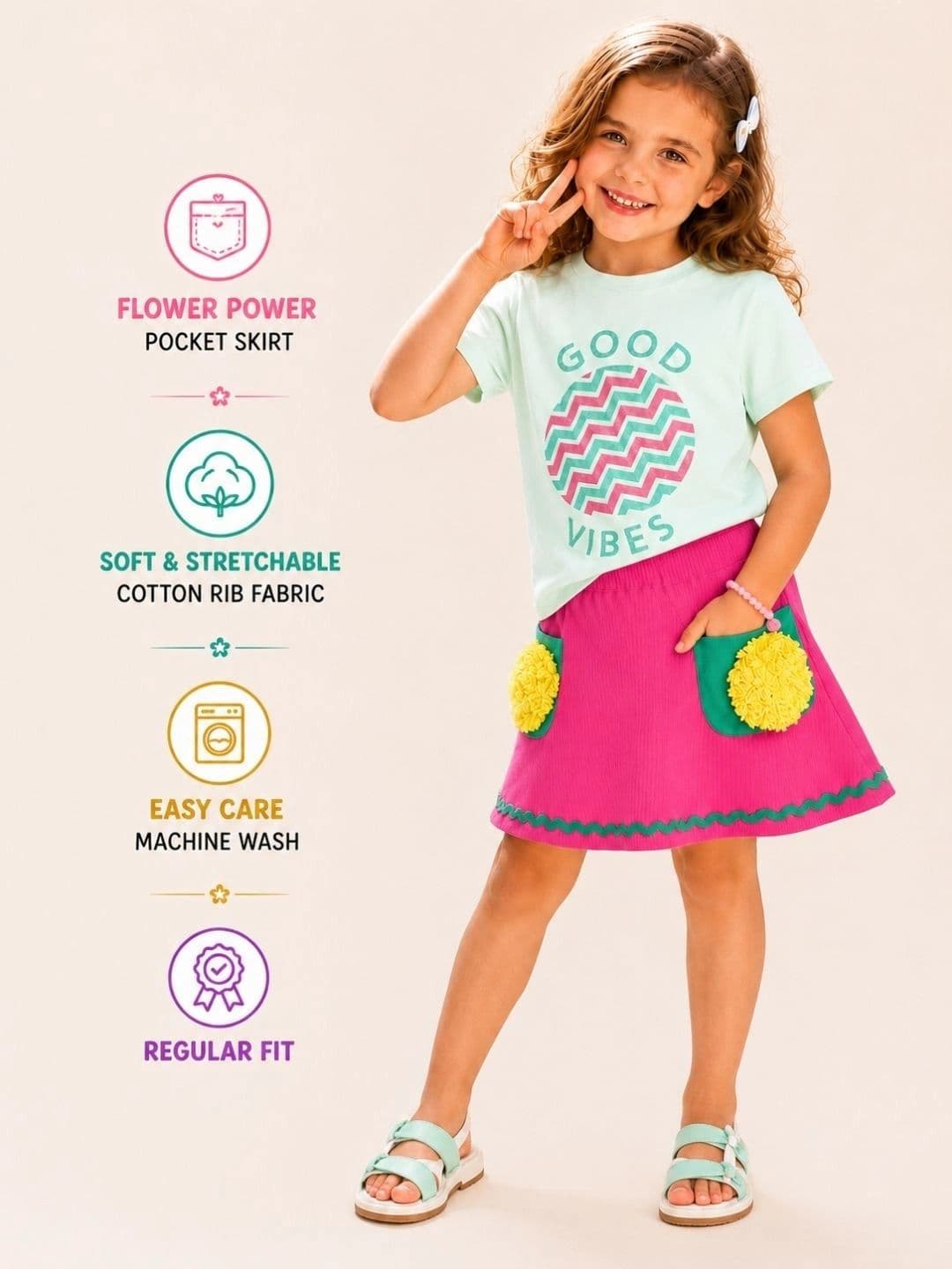 PILOLO Girls A-Line Above Knee Length Skirt thumbnail 4