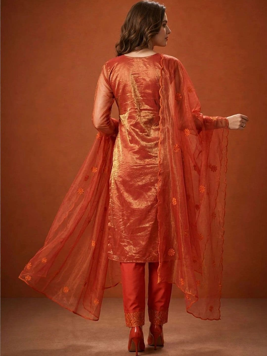 SAINOOR Women Ethnic Motifs Embroidered Regular Thread Work Kurta with Trousers & With Dupatta thumbnail 2
