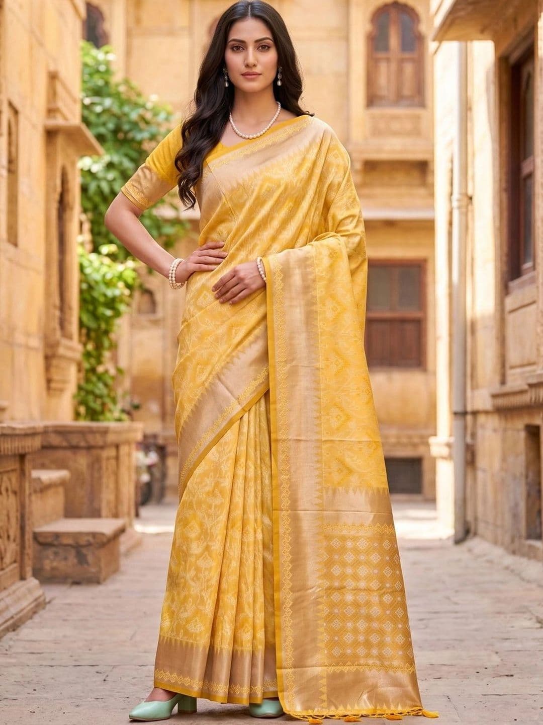 SOURAGYA Woven Design Zari Silk Blend Kanjeevaram Saree - view 1