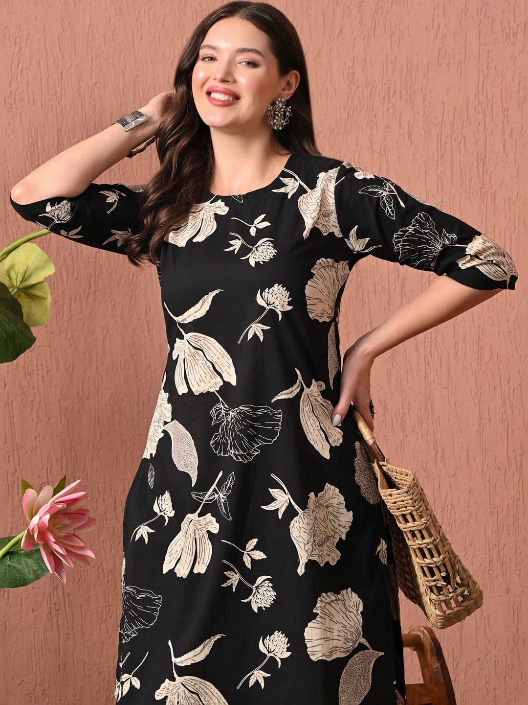 HERE&NOW Women Floral Printed Floral Kurta thumbnail 2