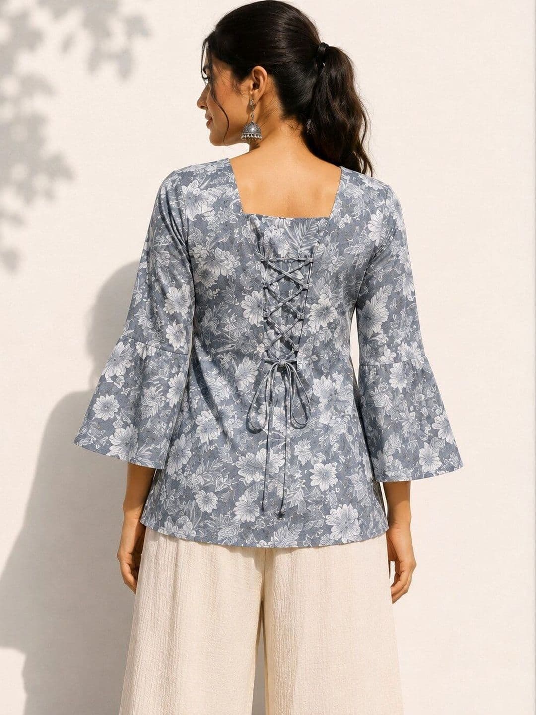 Purnova Women Floral Printed Flared Sleeves Floral Kurta thumbnail 5