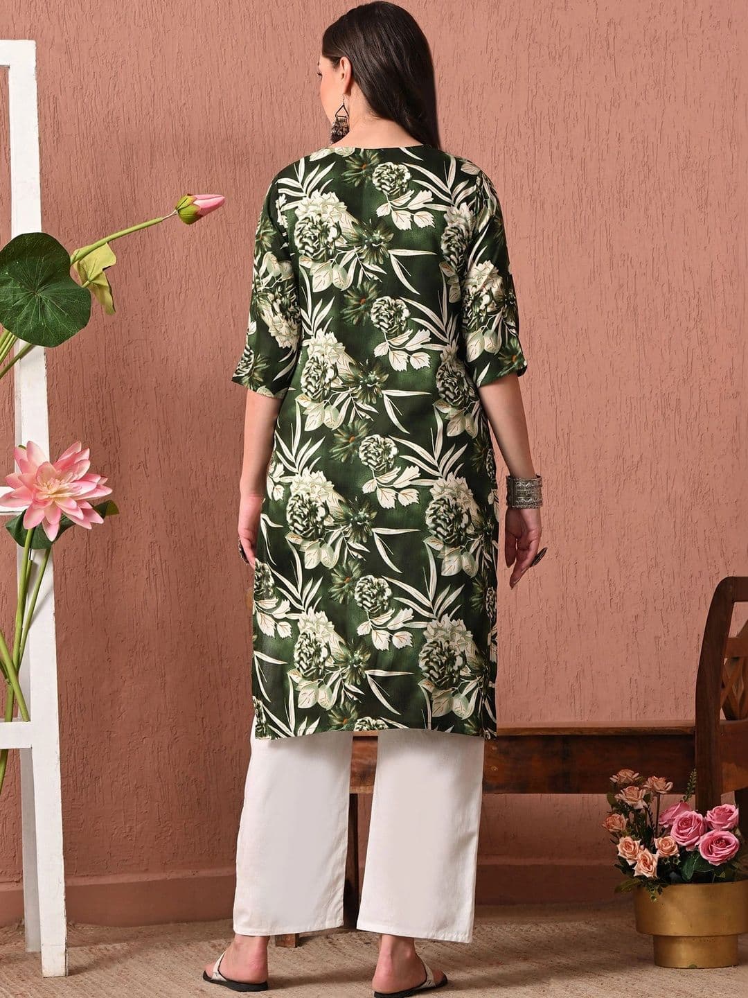 HERE&NOW Women Floral Printed Floral Kurta thumbnail 3