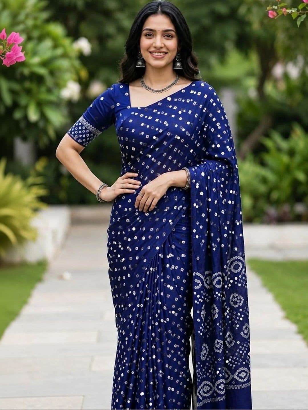 VAMIKA FASHION Embellished Saree thumbnail 4
